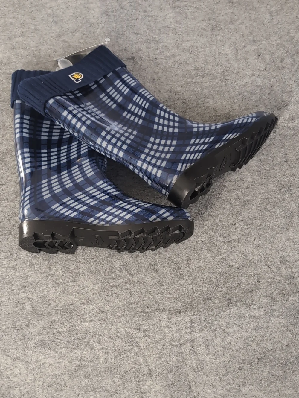 Indiana Pacers Unisex Navy Plaid Rain Boots with Grip Sole Size 9-10